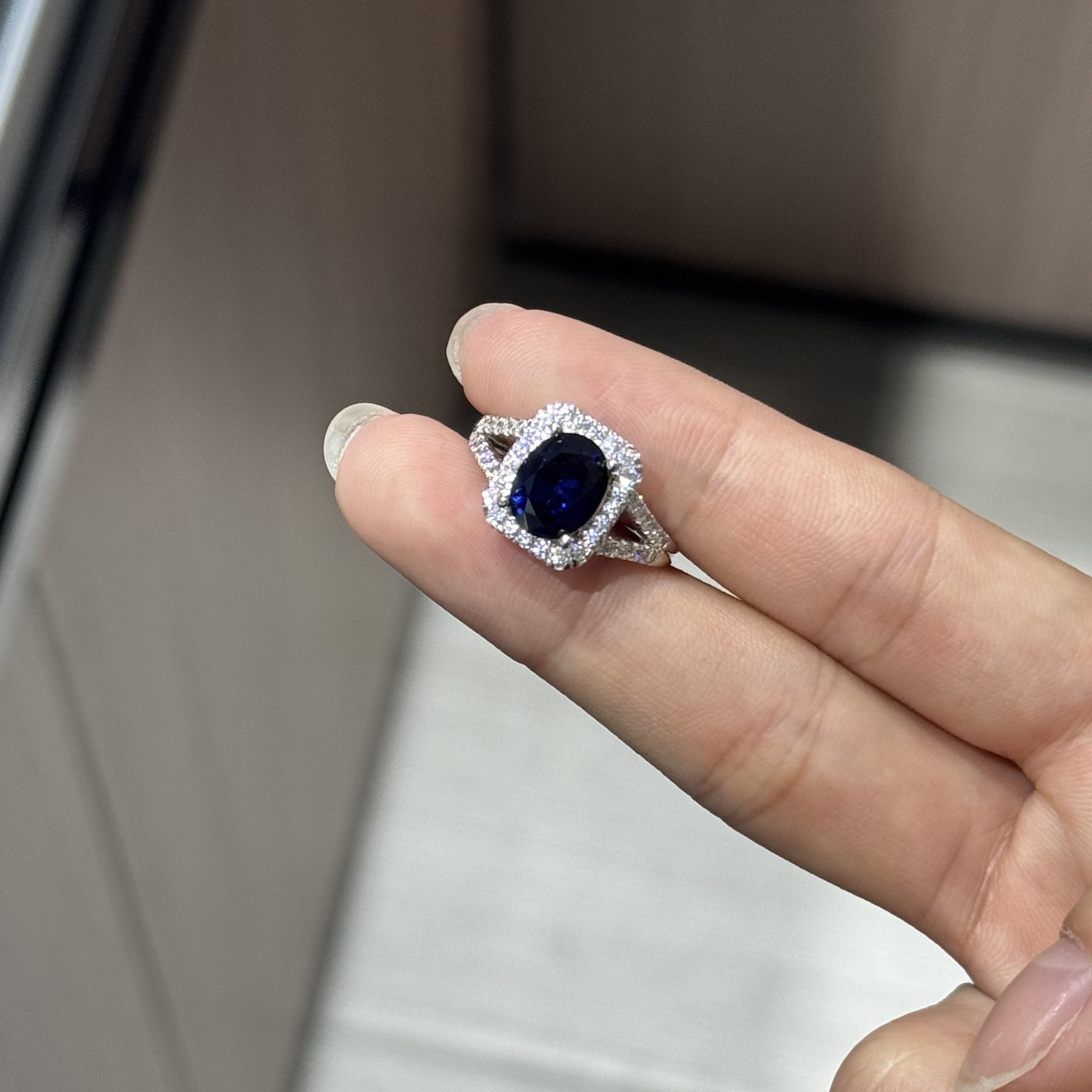 s925 silver cultured sapphire ring
