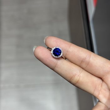 s925 silver cultured sapphire ring