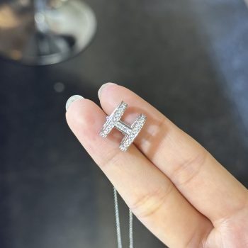 s925 silver moissanite H pendant