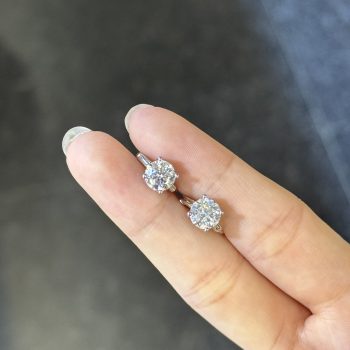 S925 silver moissanite one-carat four-claw earrings