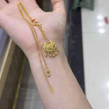 Pure silver enamel Ruyi lock necklace