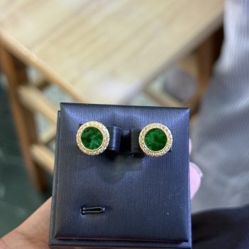 缅甸A货925银翡翠耳钉